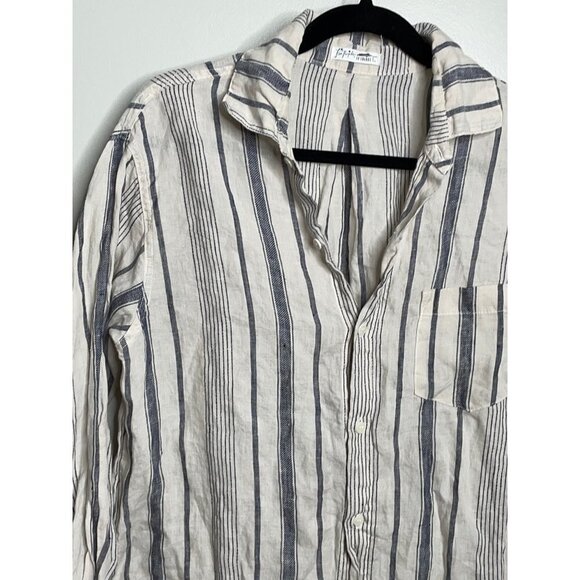Free People CP Shades Linen Stripe Button-down Shirt Oversized Size XS NEW - Picture 6 of 8